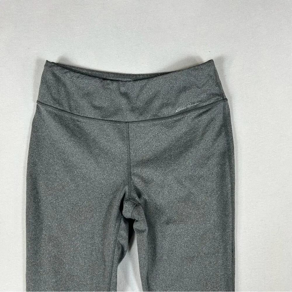 Eddie Bauer Gray Capri Crop Leggings Womens M Medium Key Pocket Mid Rise Pull On